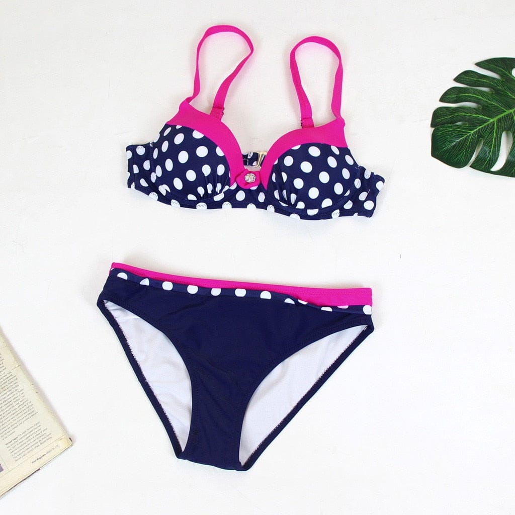 Womens Padded Push-up Bra Bikini Set Simple Solid Sexy Bathing Suit BENNYS