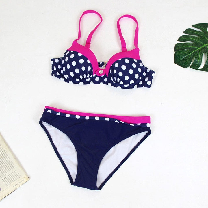 Womens Padded Push-up Bra Bikini Set Simple Solid Sexy Bathing Suit BENNYS