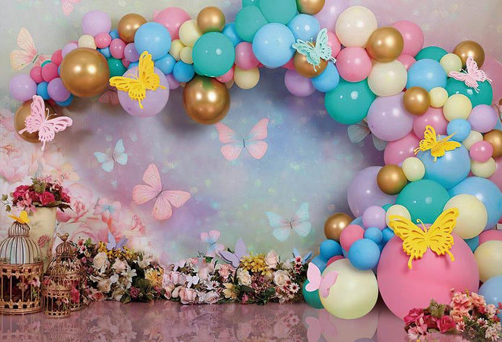 Wonderland Flowers Butterfly Balloons Girl 1st Birthday Decor BENNYS