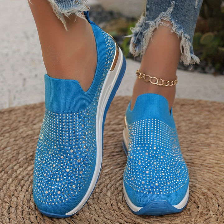 Women's Rhinestone Decor Platform Sneakers