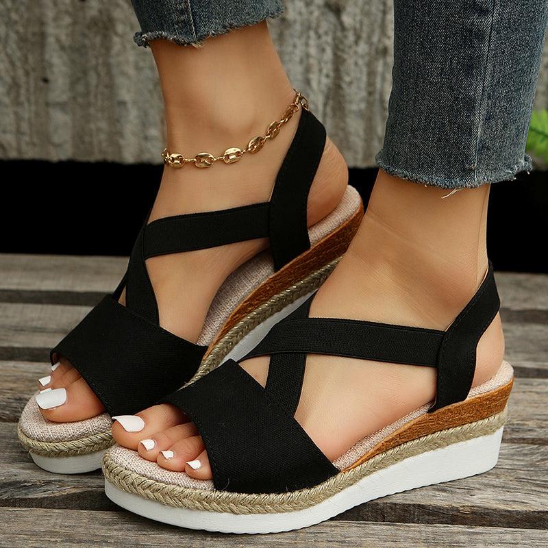 Wedge Sandals For Women Cross-strap Platform Gladiator Summer-shoes-Bennys Beauty World