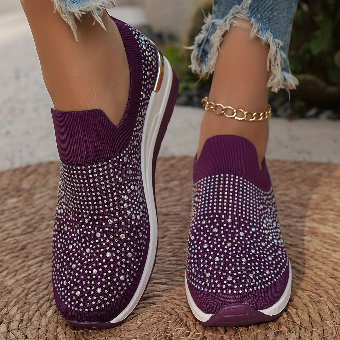 Women's Rhinestone Decor Platform Sneakers