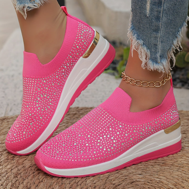 Women's Rhinestone Decor Platform Sneakers