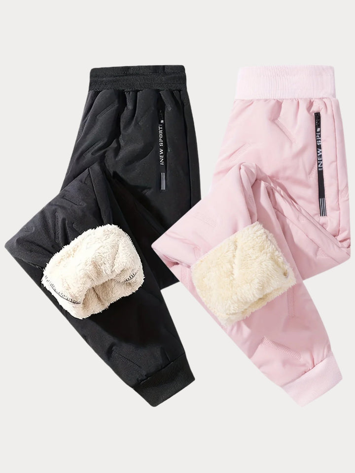 Waterproof & Windproof 2pcs Girls' Thick Fleece-Lined Winter Pants