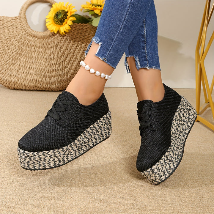 Wedge Heel Sneakers - Waterproof Lightweight Shoes