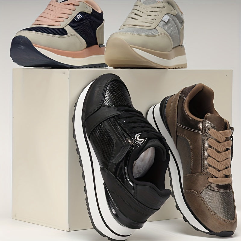 Women's Snakeskin Pattern Platform Sneakers
