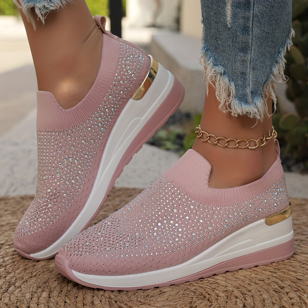 Women's Rhinestone Decor Platform Sneakers
