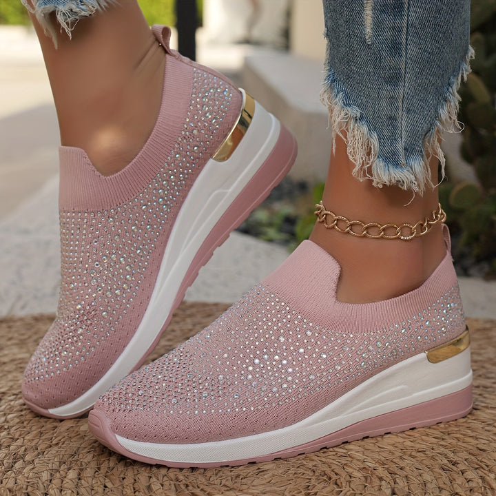 Women's Rhinestone Decor Platform Sneakers
