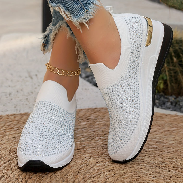 Women's Rhinestone Decor Platform Sneakers