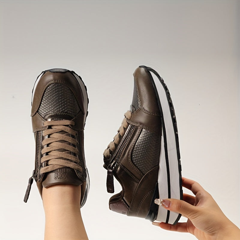 Women's Snakeskin Pattern Platform Sneakers