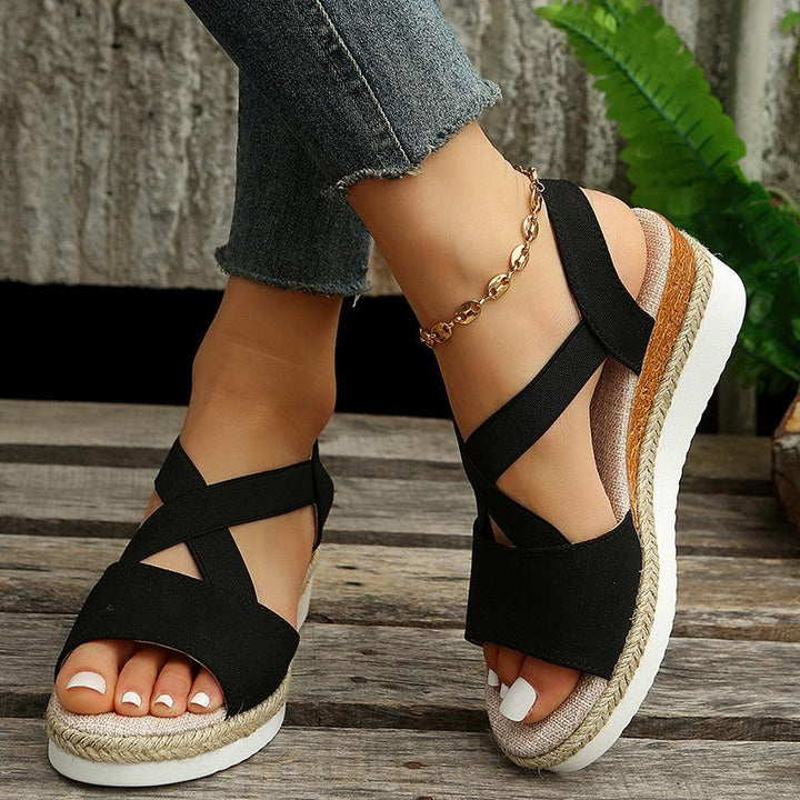 Wedge Sandals For Women Cross-strap Platform Gladiator Summer-shoes-Bennys Beauty World