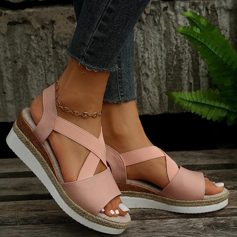 Wedge Sandals For Women Cross-strap Platform Gladiator Summer-shoes-Bennys Beauty World