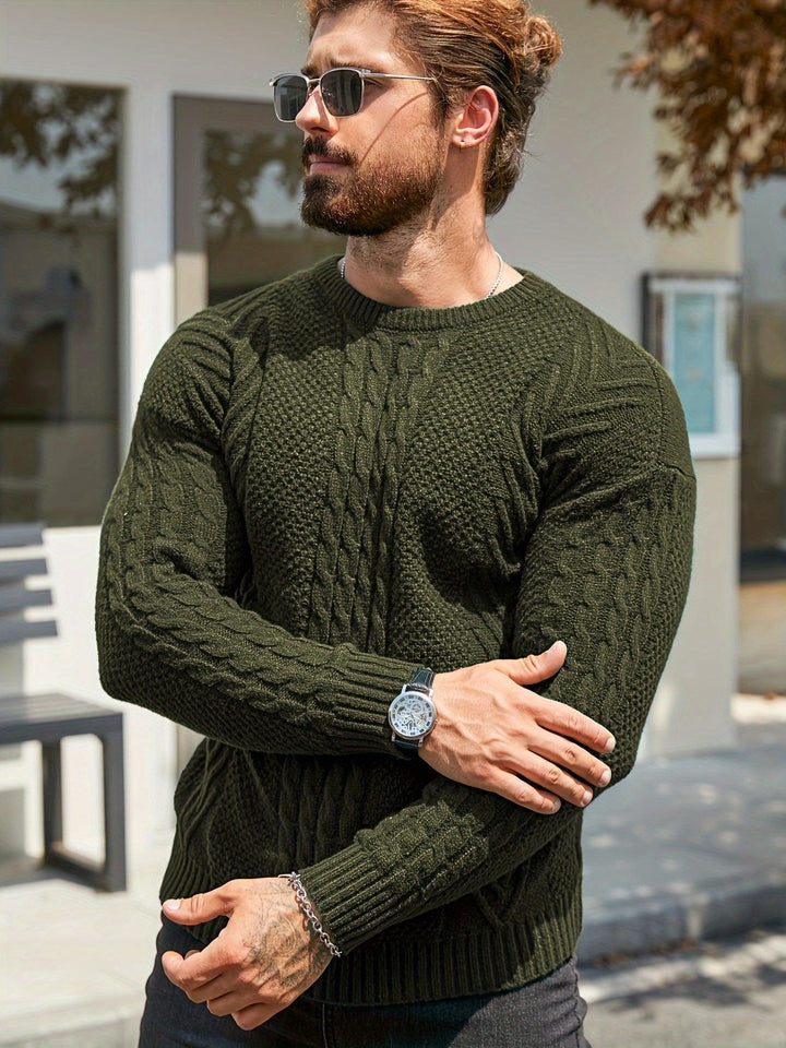 Men's Warm Casual Sweater Fashion Knit Crew Neck Pullover