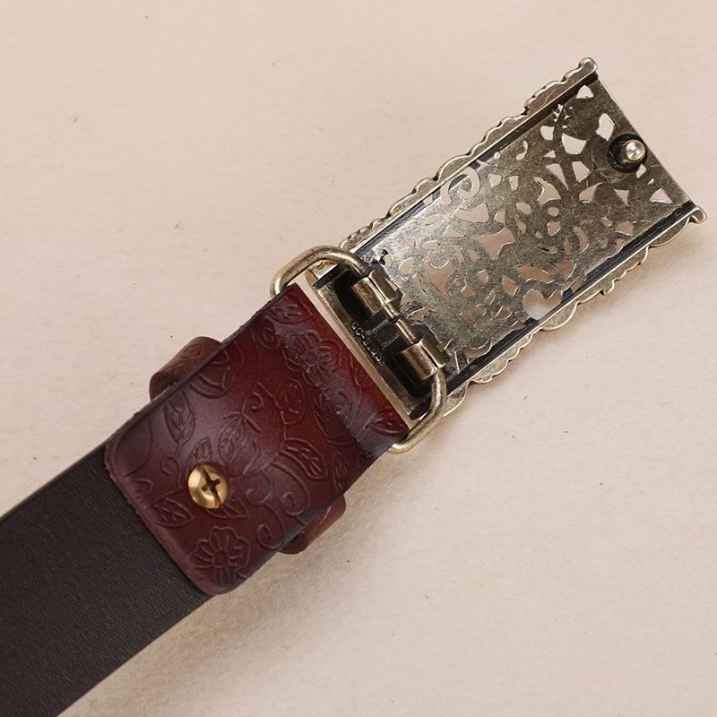 Vintage Embossed Leather Belt for Women's Jeans and Pants-Bennys Beauty World