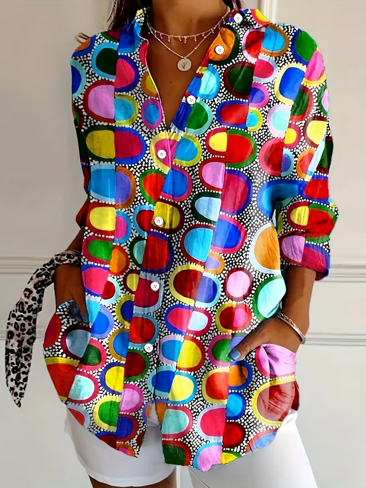 Stylish Women's Spring/Summer Colourful Print Shirt