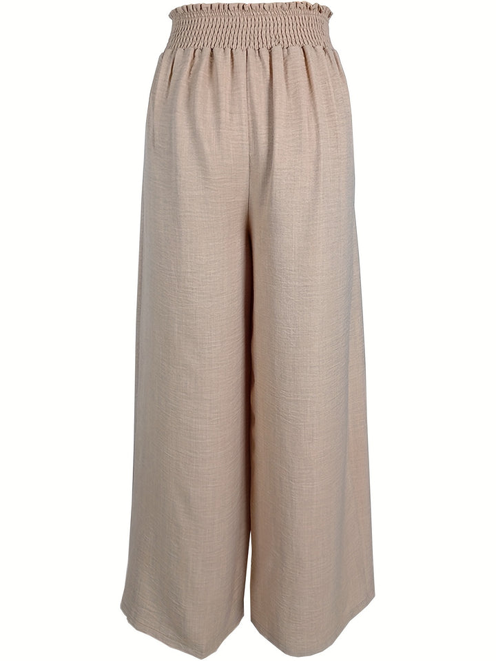 Chic Solid Wide Leg Trousers for Effortless Spring & Summer Style-Bennys Beauty World