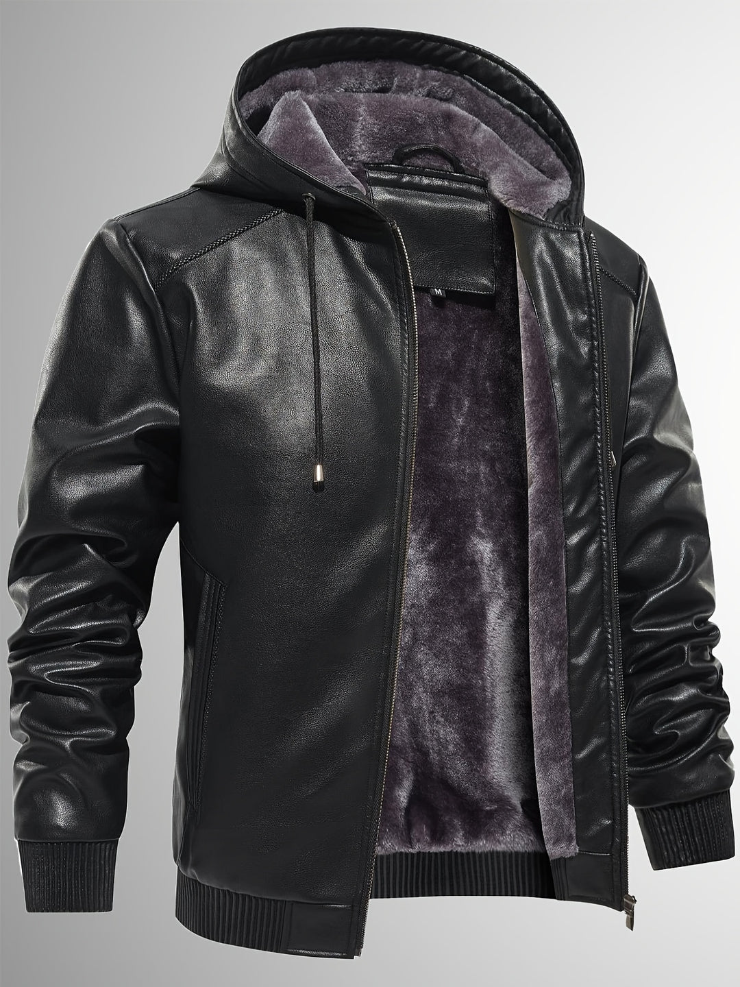 Men's Sherpa Lined PU Leather Jacket
