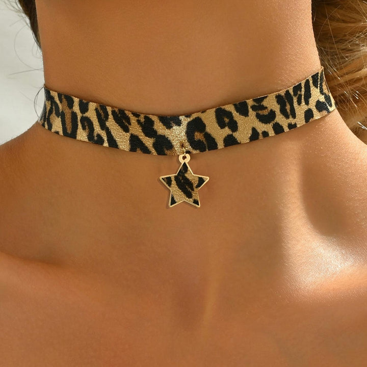 1pc Vintage Hip Hop Style Leopard Print Choker Necklace - Bennys Beauty World