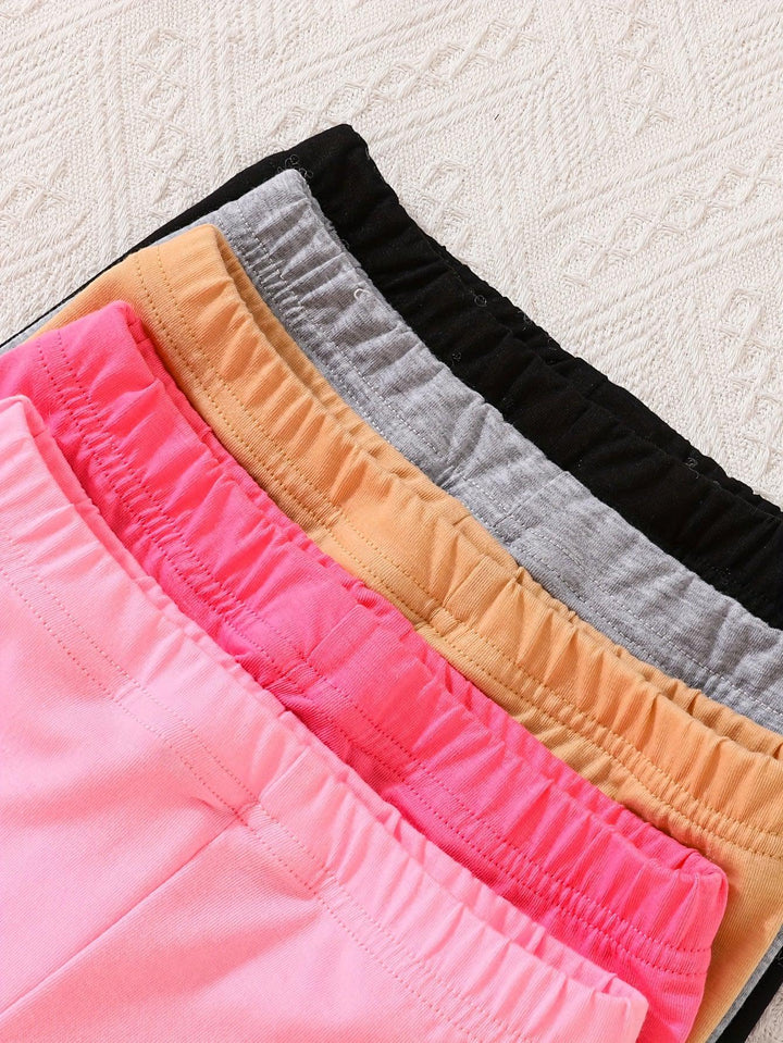 Girls 5-piece Casual & Comfy Hearts Pattern Pants Set For Spring & Fall Daily Wear-Bennys Beauty World