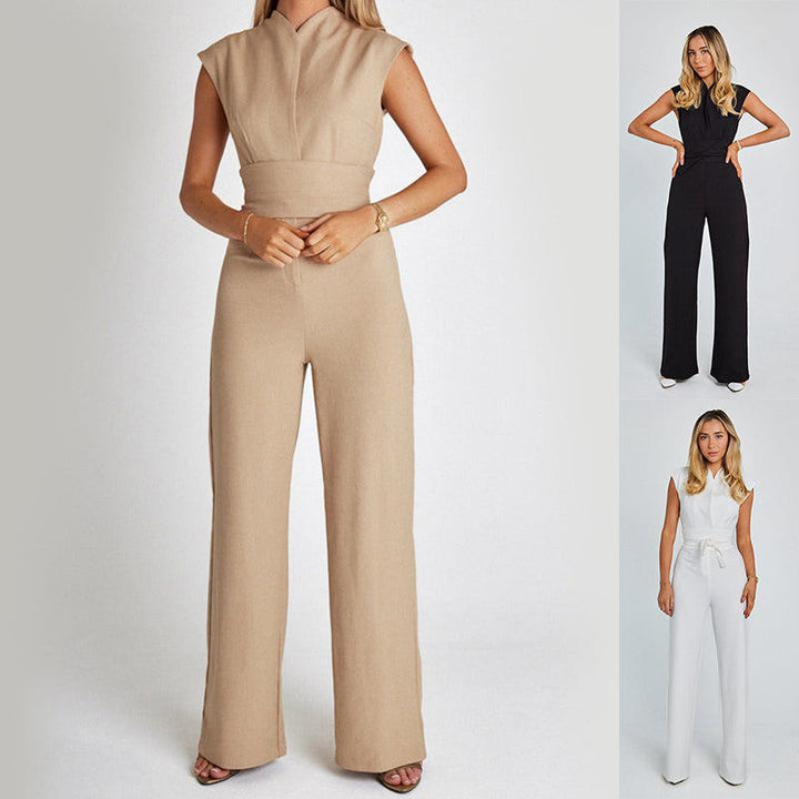 Fashion Elegant Long Sleeveless Jumpsuit Summer V-neck Clothing For Women-dress-Bennys Beauty World