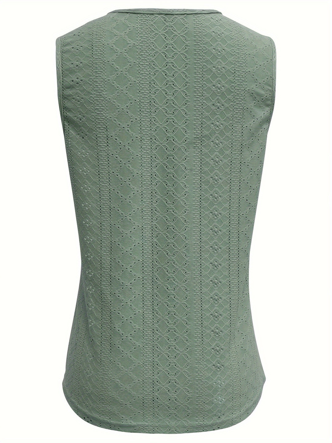 Eyelet Solid Tank Top, Casual Sleeveless Tank Top For Summer, Women's Clothing-Bennys Beauty World
