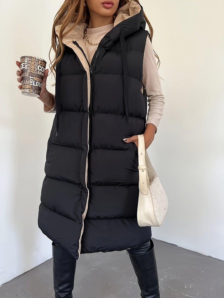 Casual Sleeveless Drawstring Warm Vest For Fall & Winter-Bennys Beauty World