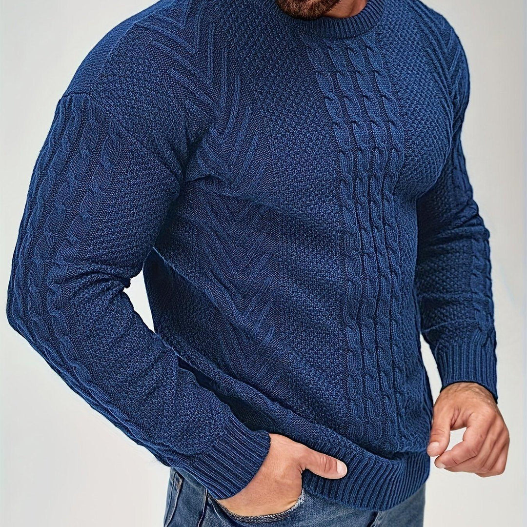 Men's Warm Casual Sweater Fashion Knit Crew Neck Pullover