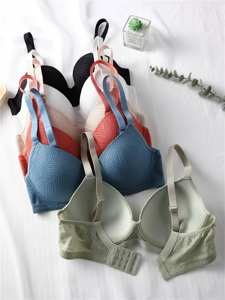6-Pack Mature Style Solid Color Push Up Bras