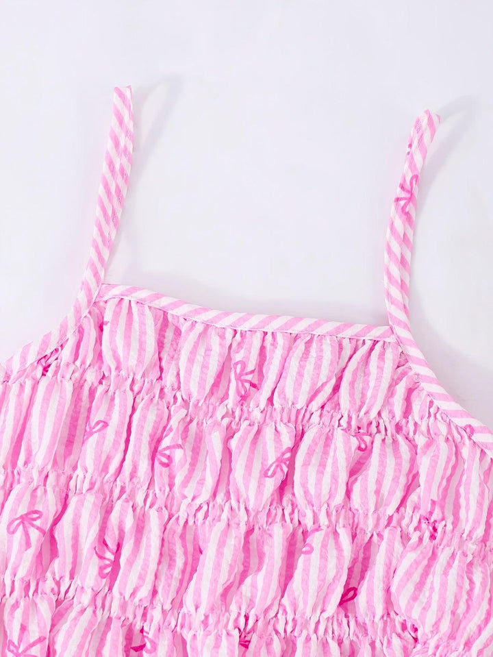 Girls' Novelty Striped Bow-Tie Top and Straight-Leg Pants