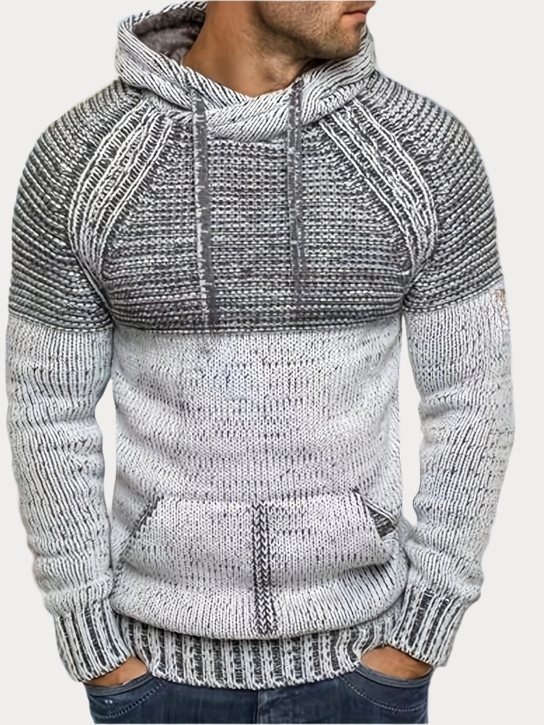 Color Block Knitted Sweater Hoodies For Men-Sweater-Bennys Beauty World