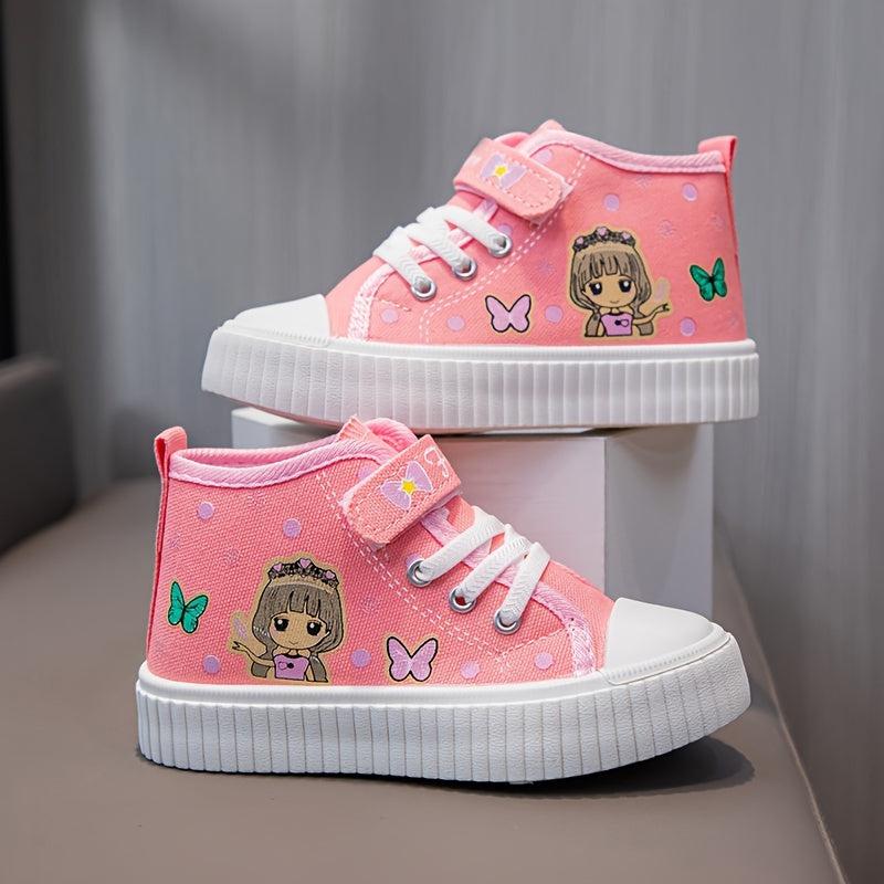 Adorable Butterfly Print Canvas Sneakers for Girls - Lightweight, Non-Slip, Perfect for Everyday & Casual Wear-Bennys Beauty World