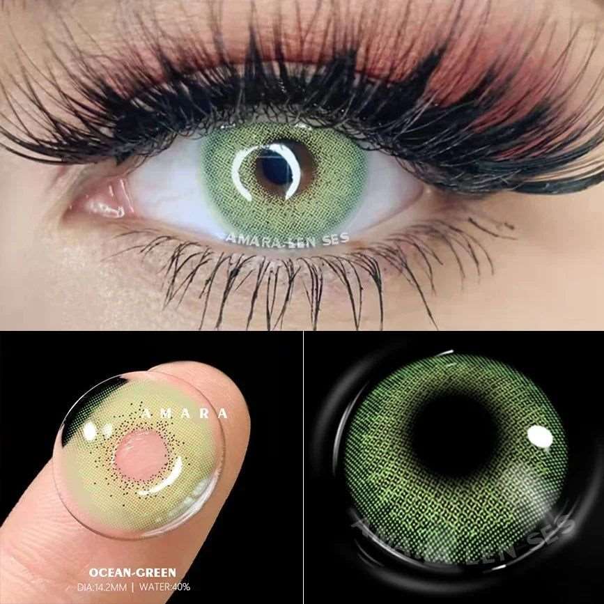 1 Pair green colour contact lenses Bennys Beauty World