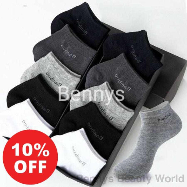 10 Pairs / Pack Men's High Quality Breathable Anti-Bacterial  Ankle Socks Bennys Beauty World