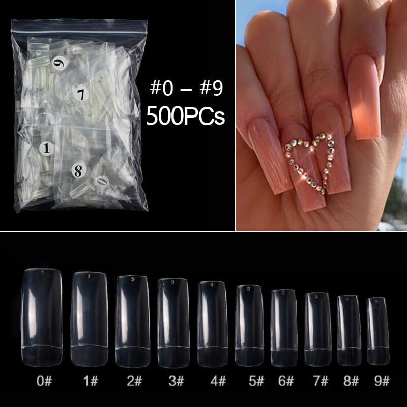 100/500pcs/Bag False Ballerina Natural/Transparent Coffin Fake Nails Bennys Beauty World