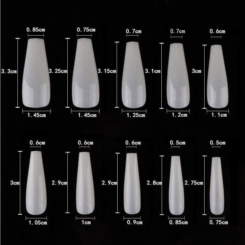 100 Pcs/Box UV Gel Full Cover Acrylic Clear and Natural Coffin Nails Bennys Beauty World