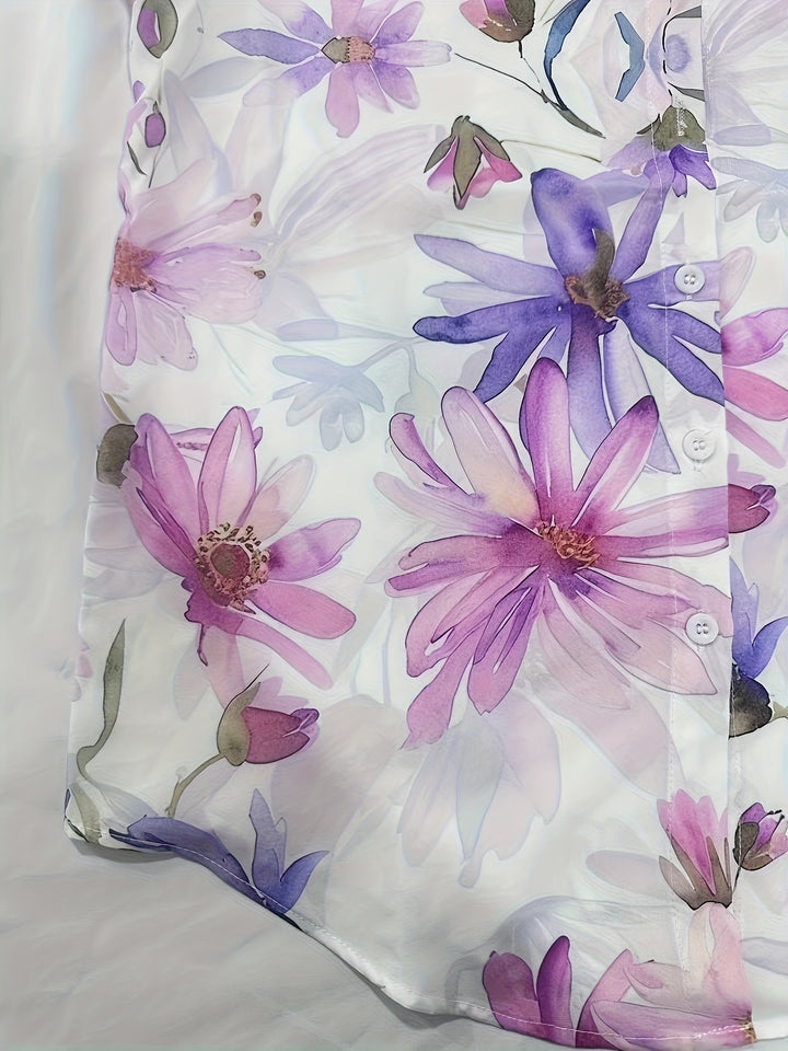 Women's Lightweight Floral Print Blouse-Bennys Beauty World