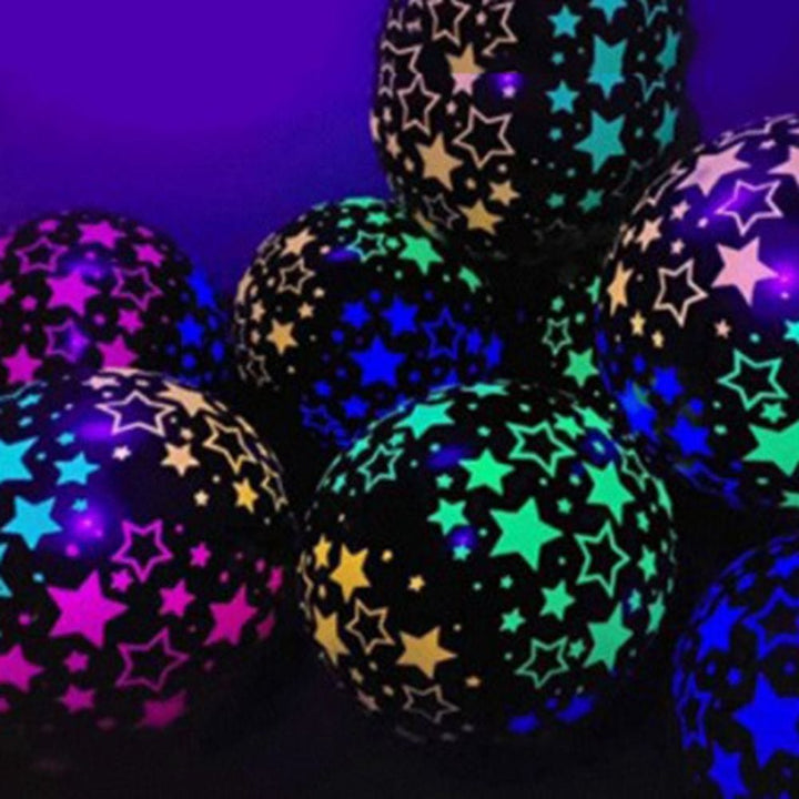 10Pcs 12 inch Neon Fluorescent Balloons Polka Dot Stars Happy Birthday Glow Bennys Beauty World