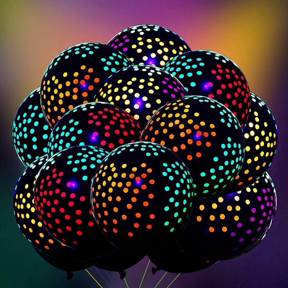 10Pcs 12 inch Neon Fluorescent Balloons Polka Dot Stars Happy Birthday Glow Bennys Beauty World