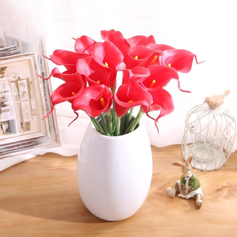10Pcs PU Artificial Flowers Calla Lily Real Touch Bridal Bouquet Bennys Beauty World