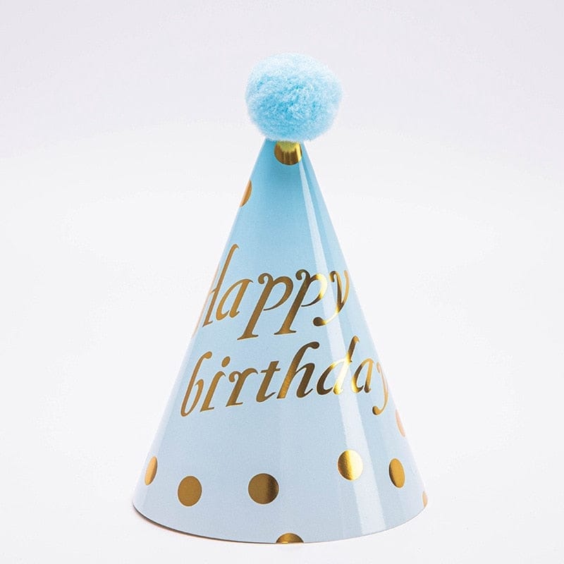 10pcs Happy Birthday Party Paper Hats with Pom Poms Bennys Beauty World