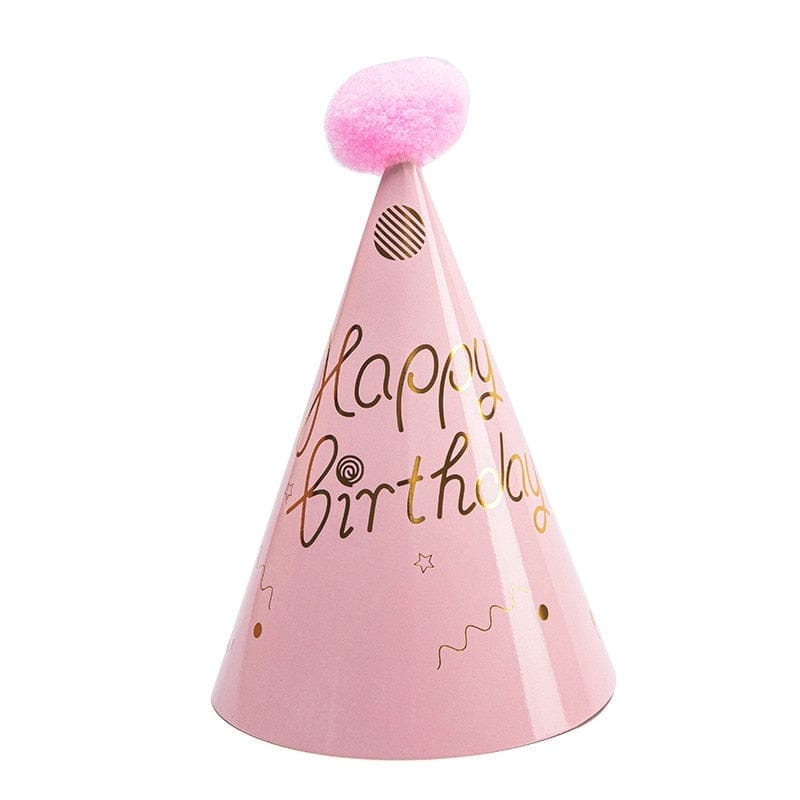 10pcs Happy Birthday Party Paper Hats with Pom Poms Bennys Beauty World