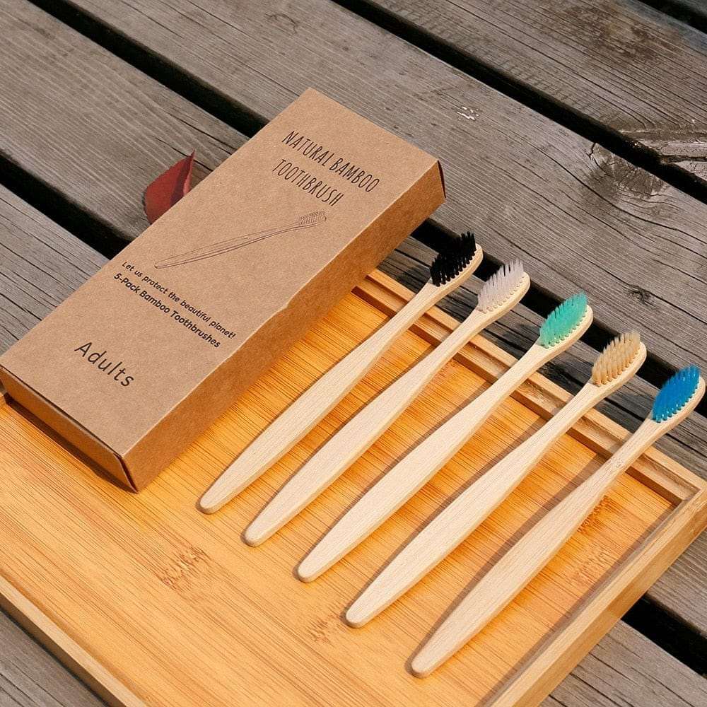 10pcs  Mixed Color Bamboo Eco Friendly Wooden Tooth Brush Bennys Beauty World