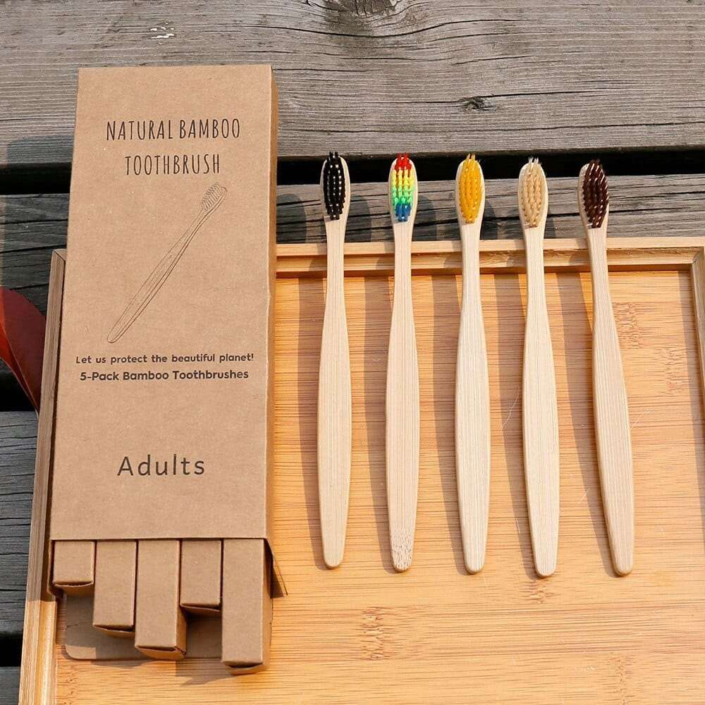 10pcs  Mixed Color Bamboo Eco Friendly Wooden Tooth Brush Bennys Beauty World