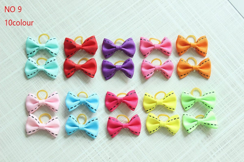 10pcs Pet Puppy Cat Dog Hair Bows with Rubber Bands Dog Grooming Accessories for Small Dogs Pet Supplies Bennys Beauty World