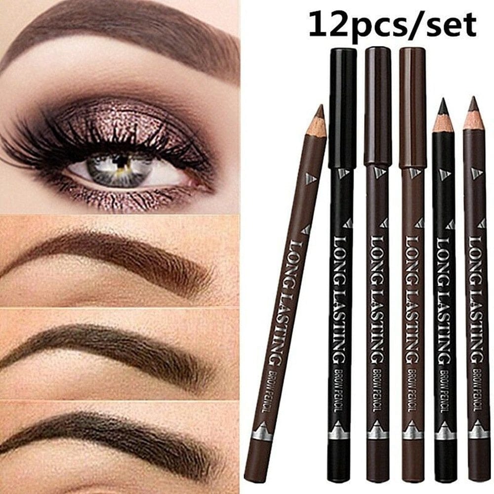 12 Pcs/Set Waterproof Eye Brow Pencil Precise Brow Definer Bennys Beauty World