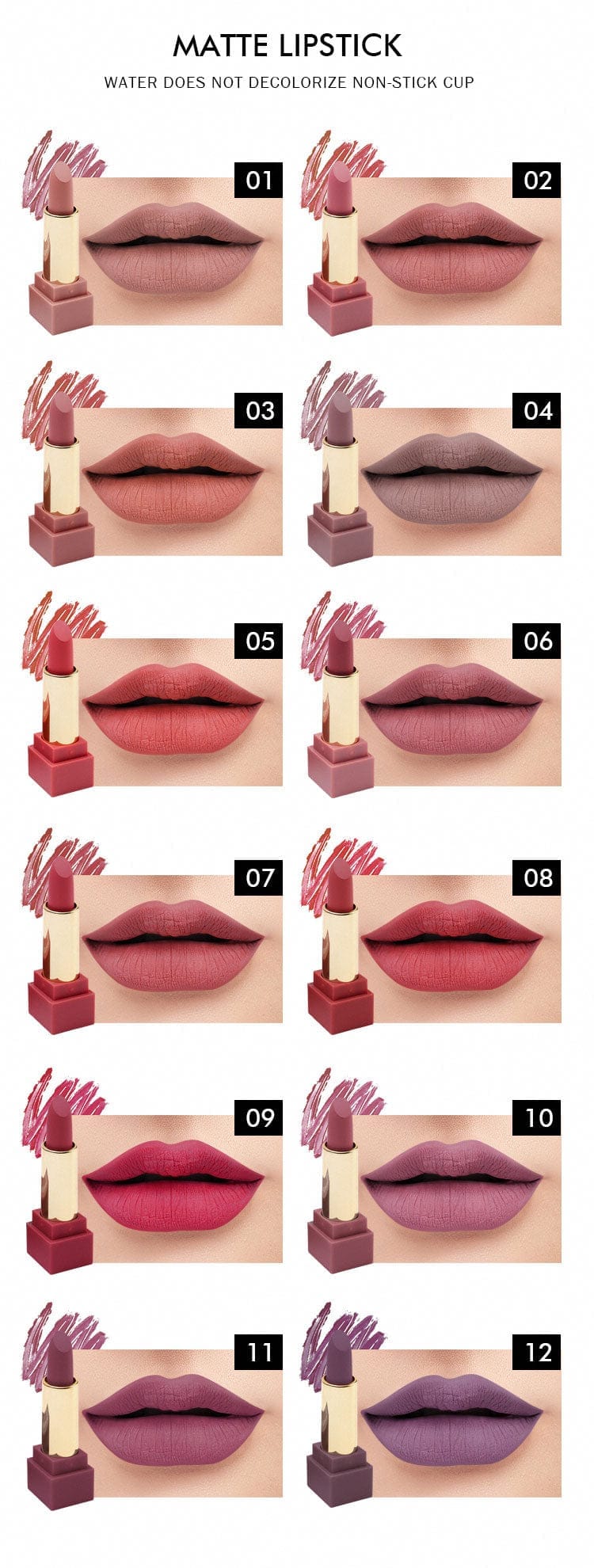 12 color square tube lipstick Bennys Beauty World