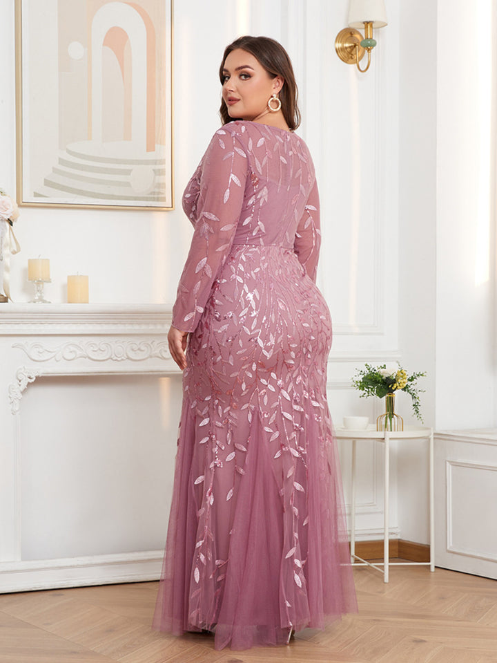 Elegant Long Sleeve Fish Tail Evening Gown For Women