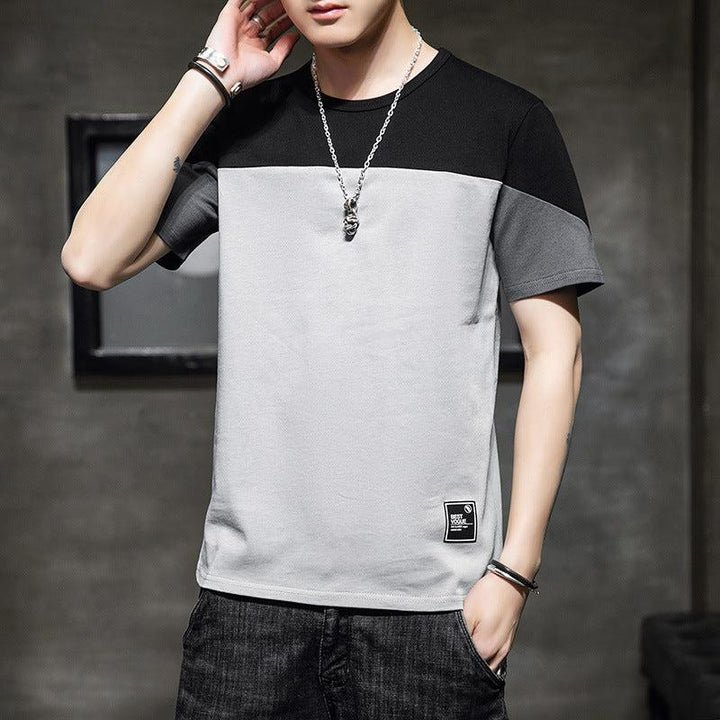 Men's stitching loose casual T-shirt-Shirts-Bennys Beauty World