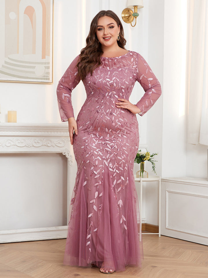 Elegant Long Sleeve Fish Tail Evening Gown For Women