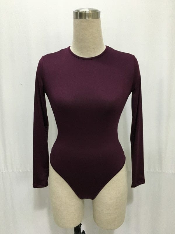 13 Colours Long Sleeve O Neck Casual Bodysuit For Women Bennys Beauty World